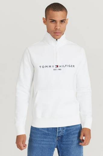 Tommy Hilfiger Ziptröja Tommy Logo Mockneck Vit