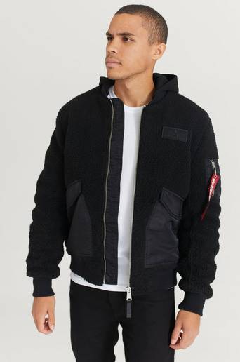 Alpha Industries Hoodie CWU Zip Hoody Teddy Svart