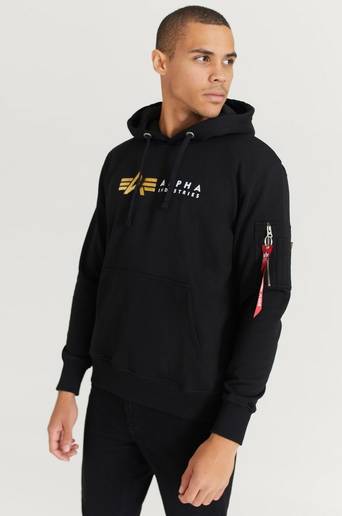 Alpha Industries Hoodie Alpha Label Hoody Foil Print Svart