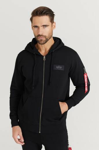 Alpha Industries Hoodie Back Print Zip Hoody Svart