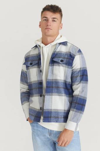 GABBA Overshirt Clipper Big Blue Check LS Shirt Blå