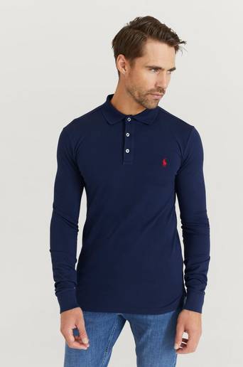 Polo Ralph Lauren Pikétröja Slim Mesh Stretch L/S Polo Shirt Blå