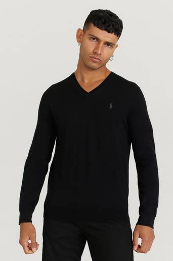 Polo Ralph Lauren Stickad Tröja Merino Vneck Knit Svart