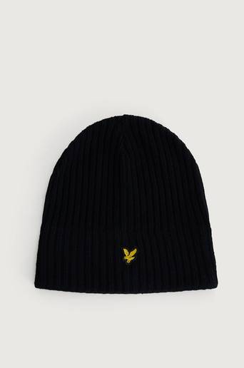 Lyle & Scott Mössa Knitted Ribbed Beanie Svart