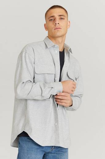 Woodbird Overshirt Stoll Diagonal Shirt Grå