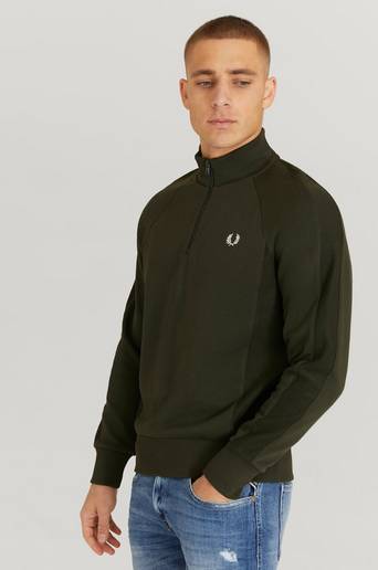 Fred Perry Ziptröja Reverse Textu Half Zip Sweatshirt Grön