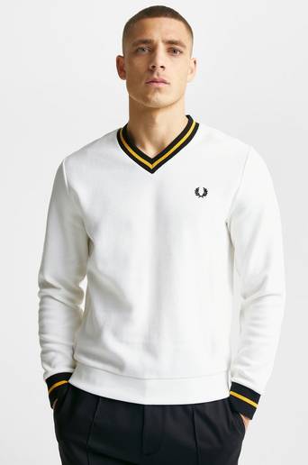 Fred Perry Sweatshirt Tip Pique Textured Jumper Vit