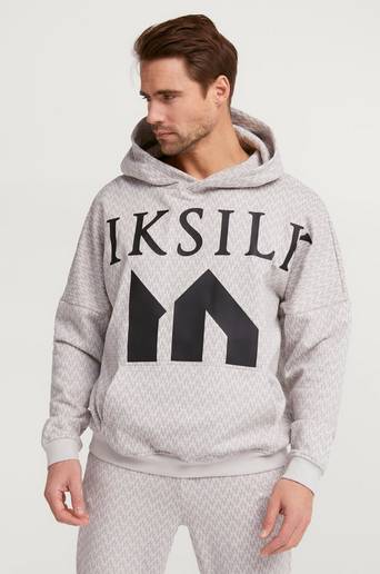 SIKSILK Hoodie Messi X SikSilk Monogram Print Oversized Hoodie Grå