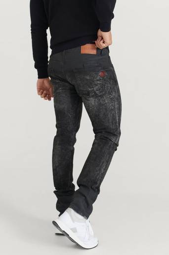 Philipp Plein Jeans Super Straight Cut Embroidery Hexagon Grå