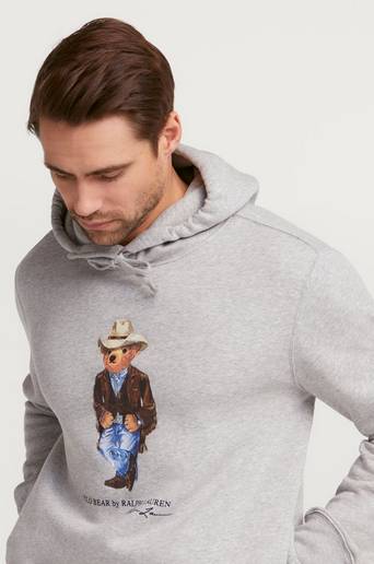 Polo Ralph Lauren Hoodie Graphic Fleece Cowboy Bear Hoodie Grå