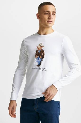 Polo Ralph Lauren Långärmad T-Shirt L/S T-Shirt Cowboy Bear Vit