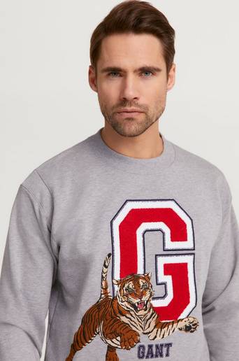 Gant Sweatshirt D2. Tiger Sweat C-Neck Grå