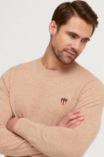 Gant Stickad Tröja D1. Gant Banner Shield C-Neck Brun