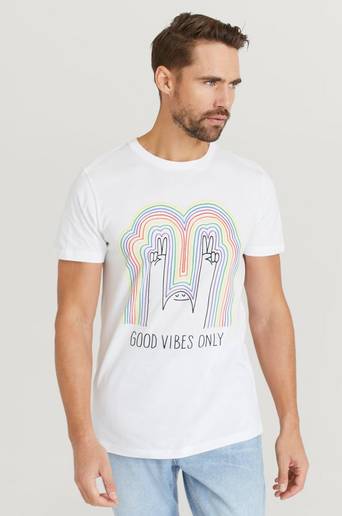 Dedicated T-Shirt Stockholm Rainbow Vibes Vit