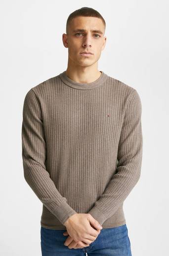 Tommy Hilfiger Stickad Tröja Grid Structure Crew Neck Brun