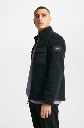 Calvin Klein Tröja Mix Media Fleece Jacket Svart