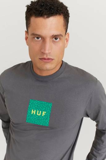 HUF Långärmad T-Shirt Quake Logo L/S Tee Grå