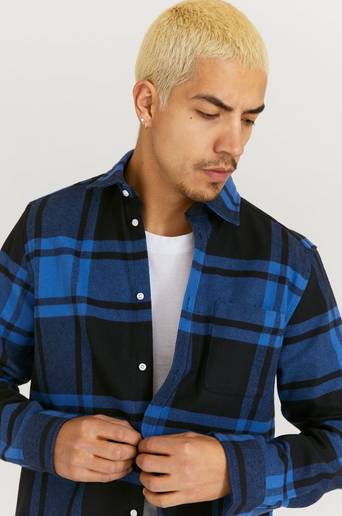 Les Deux Skjorta Jeremy Check Flannel Shirt Svart