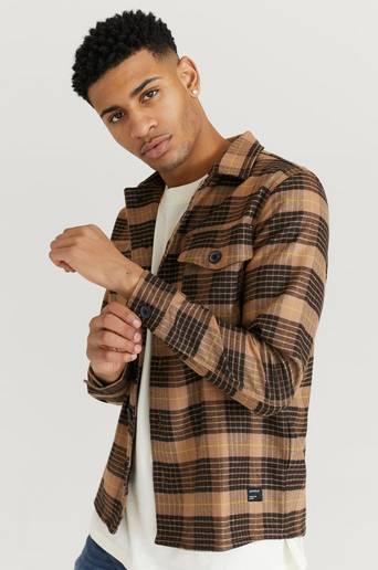 GABBA Overshirt Clipper Grande Check Shirt Brun