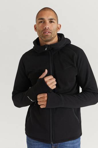 Áhkká Huvtröja Fleece FZ Hoodie Flatface M Svart