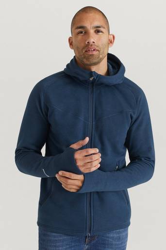 Áhkká Huvtröja Fleece FZ Hoodie Flatface M Blå