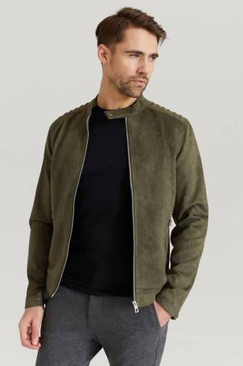 William Baxter Jacka Fake Suede Racer Jacket Grön