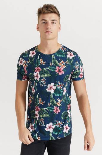 William Baxter T-Shirt Flower Tee Blå