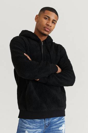 Studio Total Hoodie 1/2 Zip Chunky Teddy Svart