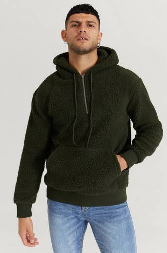 Studio Total Hoodie 1/2 Zip Chunky Teddy Grön