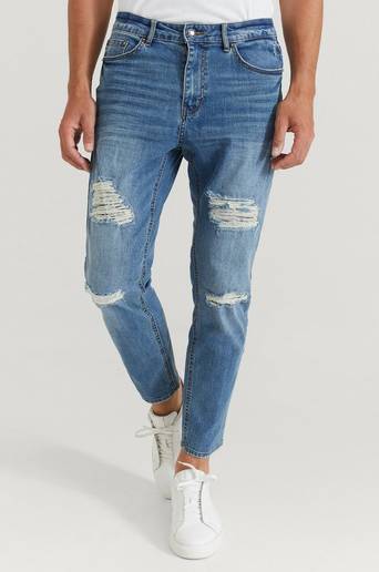 William Baxter Jeans Tapered Cropped Jeans Blå