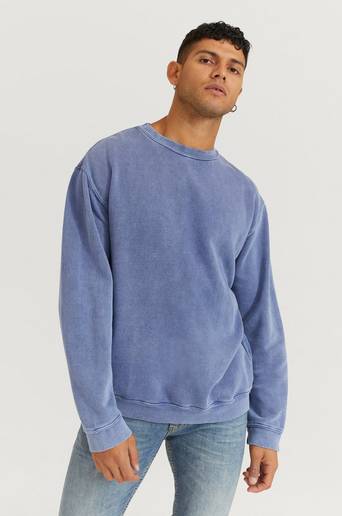 William Baxter Sweatshirt Washed Crew Blå