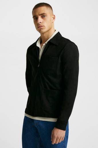 William Baxter Overshirt Fake Suede Zip Overshirt Svart