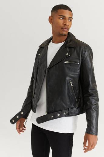 William Baxter Skinnjacka Biker Leather Jacket Svart