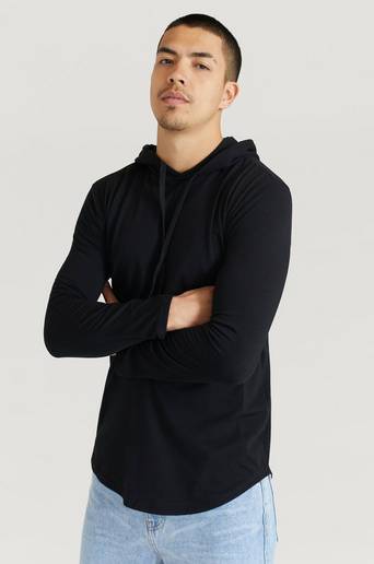 William Baxter T-Shirt Slim Hooded LS Tee Svart