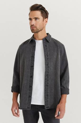 William Baxter Jeansskjorta Heavy Denim Shirt Grå