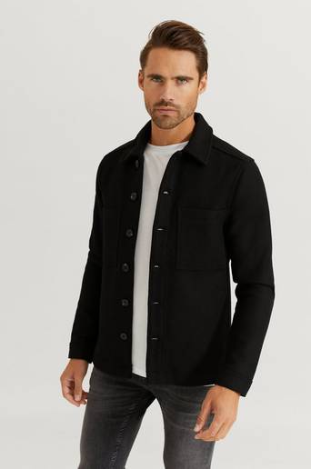 Studio Total Overshirt Wool Overshirt With Pockets Svart