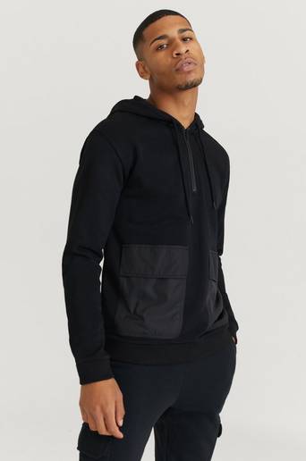 William Baxter Hoodie 1/2 Zip Nylon Hoodie Svart