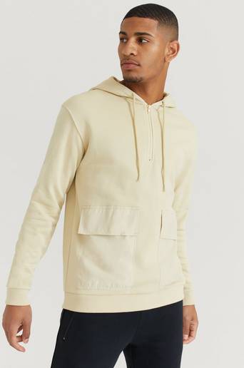 William Baxter Hoodie 1/2 Zip Nylon Hoodie Beige