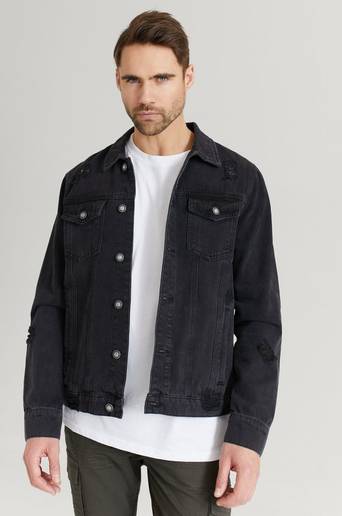 William Baxter Jeansjacka Destroyed Denim Jacket Svart