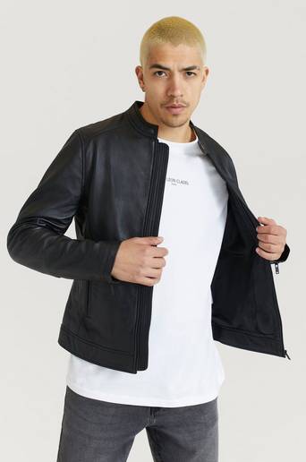 Studio Total Skinnjacka Clean Leather Racer Jacket Svart