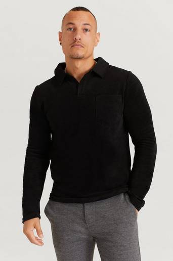 Studio Total Tröja Terry Camp Collar Long Sleeve Svart