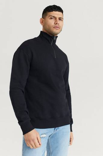 Studio Total Sweatshirt 1/2 Zip Rib Collar Sweater Svart