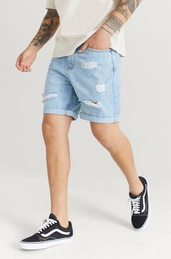 William Baxter Jeansshorts Ripped Denim Shorts Blå