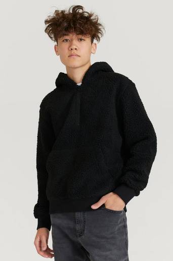 Studio Total Hoodie 1/2 Zip Chunky Teddy Svart