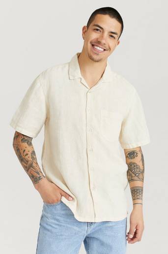 Studio Total Kortärmad skjorta Linen Camp Shirt Natur