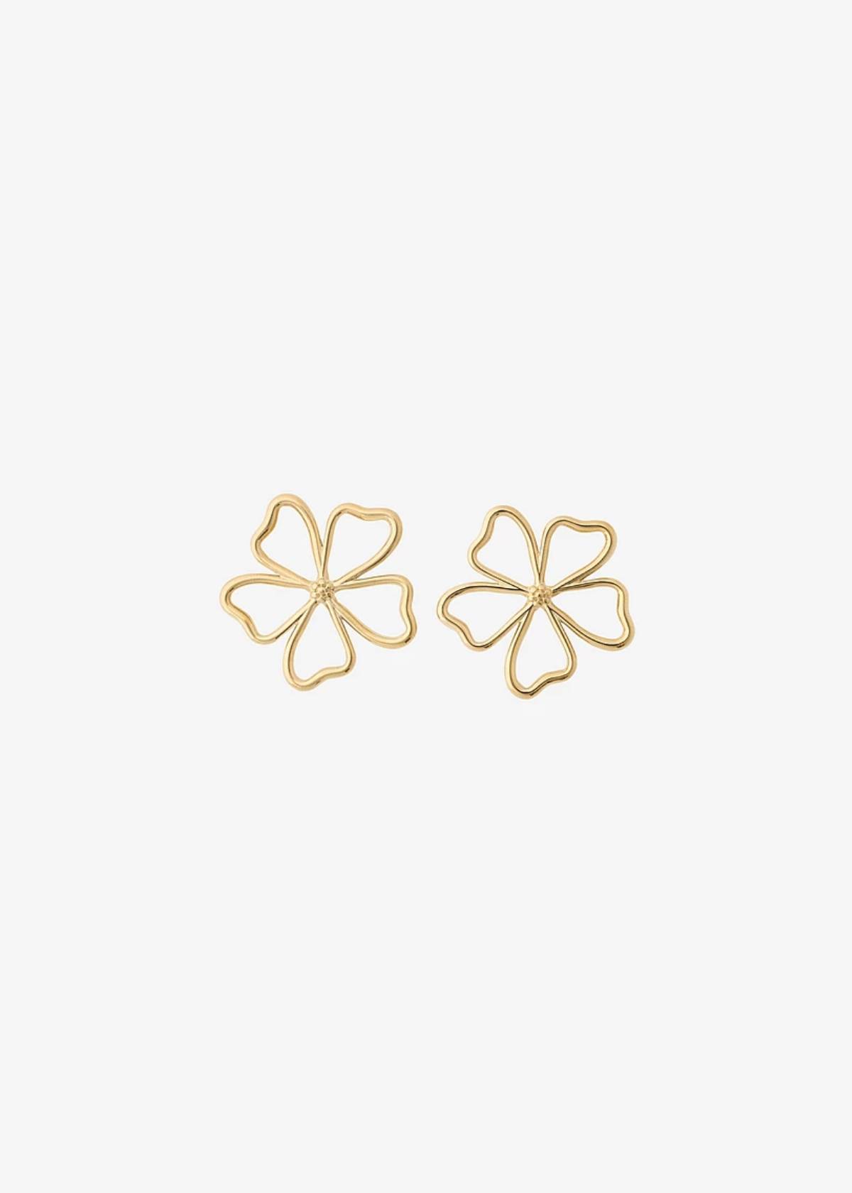 14K guldpläterade stiftörhängen i rostfritt stål med stor blomma