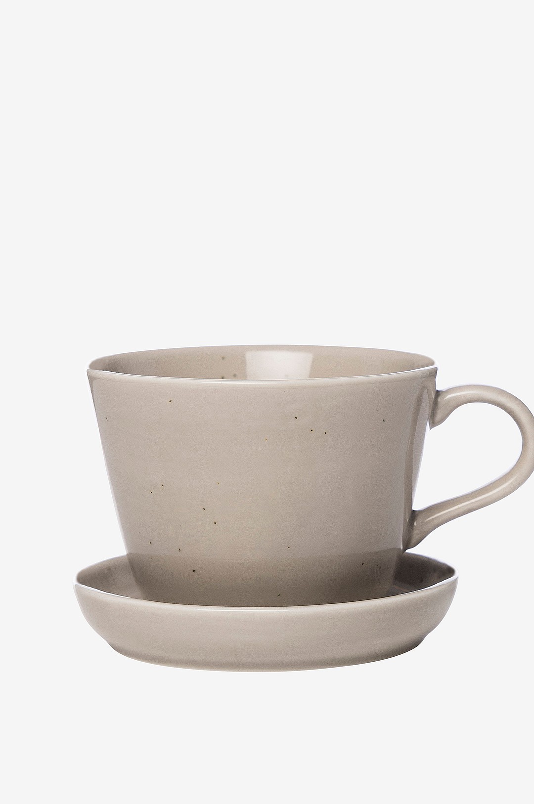 ERNST - Kaffekopp med fat i porslin - Grå