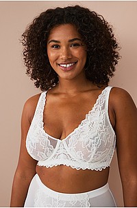 Ellos Plus collection - Ovadderad bygel-bh i spets - Vit
