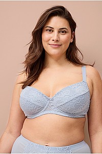 Ellos Plus collection - Vadderad bygel-bh i spets - Blå