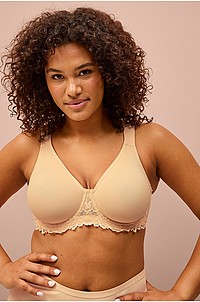 Ellos Plus collection - Bygel-bh med Spetsdetalj - Natur